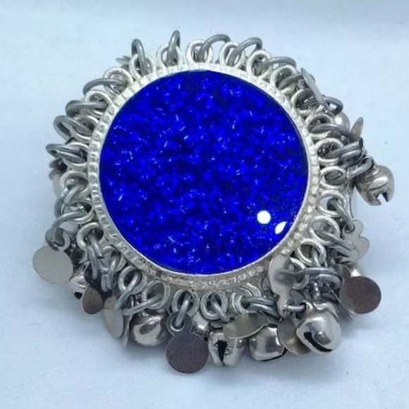Ethnic Afghan Silver Kuchi Bells Ring, Afghan Statement Massive Ring, - Picture 4 of 4
